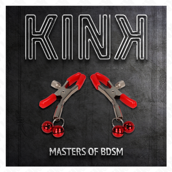 Kink - Pinzas Para Pezones Rojas Con Doble Campanilla Rojo 6 Cm - Imagen 5