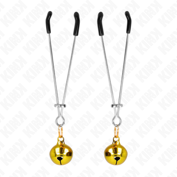 Kink - Pinzas Para Pezones Fina Con Cascabel Dorado 7 Cm - Imagen 2