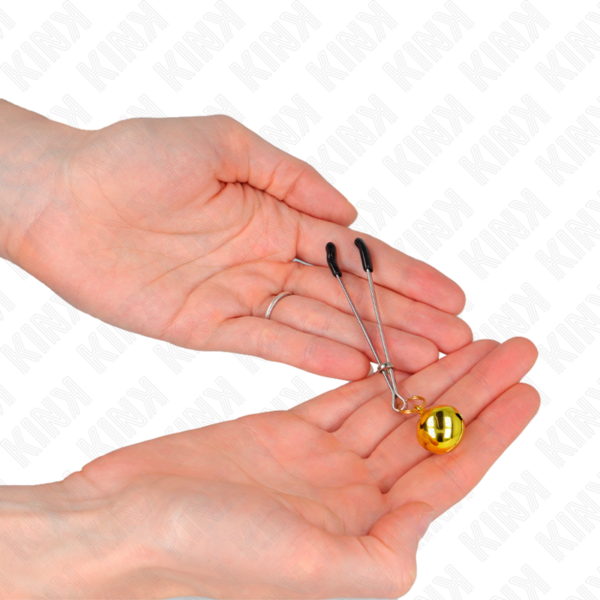Kink - Pinzas Para Pezones Fina Con Cascabel Dorado 7 Cm - Imagen 3