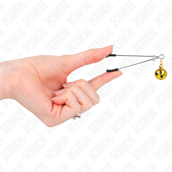 Kink - Pinzas Para Pezones Fina Con Cascabel Dorado 7 Cm - Imagen 4