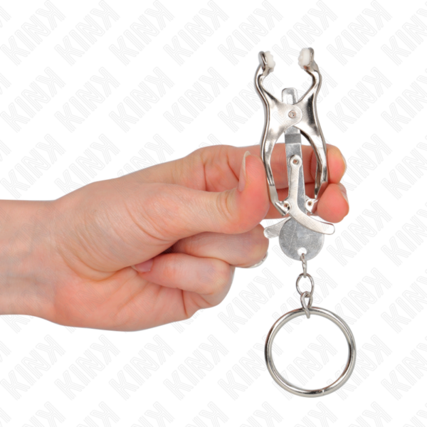 Kink - Pinzas Para Pezones Estilo Japonés Con Aros Plateado - Imagen 4