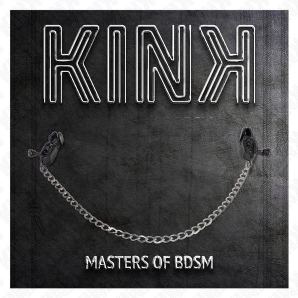 Kink - Pinzas Para Pezones Planas Negro Con Cadena Plateado 30 Cm - Imagen 5