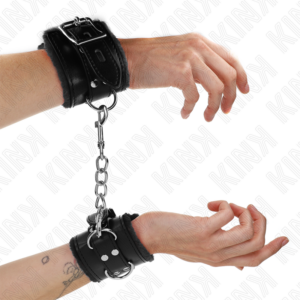Kink - MuÑequeras Forradas Negro Con Correa Negro Ajustable 20-29 Cm X 5.5 Cm