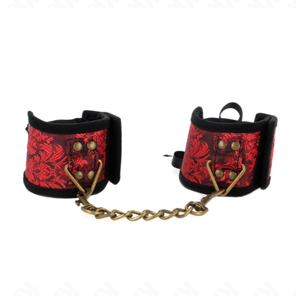 Kink - Muñequeras Diseño Escándalo Rojo-Negro Detalle Lazo 24.5 Cm X 6.5 Cm