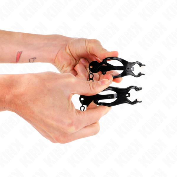 Kink - Pinzas Para Pezones Estilo Japonés Con Cadena Negro 30 Cm - Imagen 3