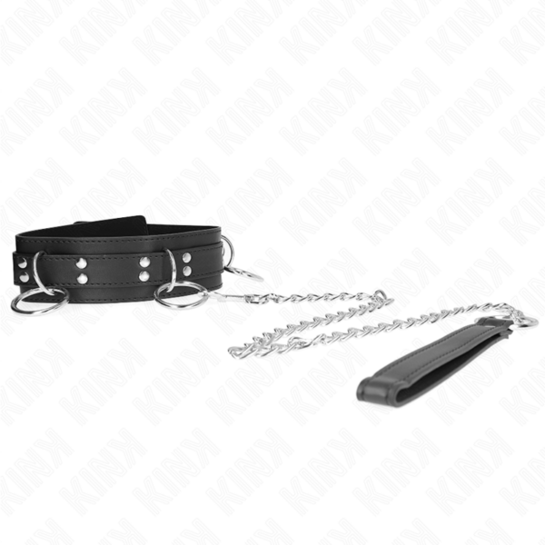 Kink - Collar Con Correa 80 Cm Esclavitud 3 Anillos 53 X 5 Cm - Imagen 3
