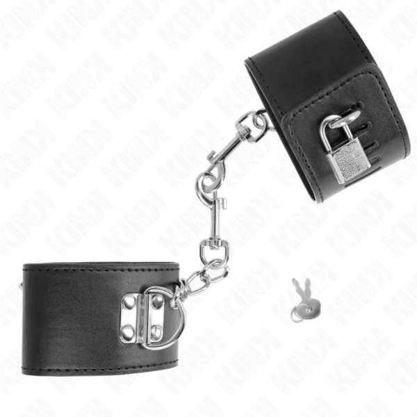 Kink - Muñequeras Con Cierre Candado Negro Ajustable 16-23 Cm X 5.5 Cm - Imagen 2