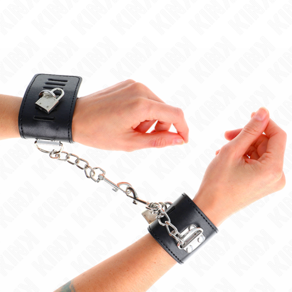 Kink - Muñequeras Con Cierre Candado Negro Ajustable 16-23 Cm X 5.5 Cm - Imagen 4