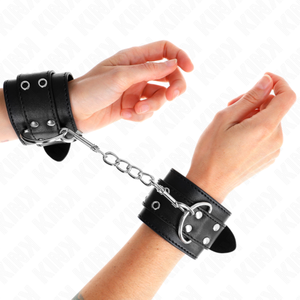 Kink - Muñequeras Con Doble Línea De Tachuelas Negro Austable 19-26 Cm - Imagen 4