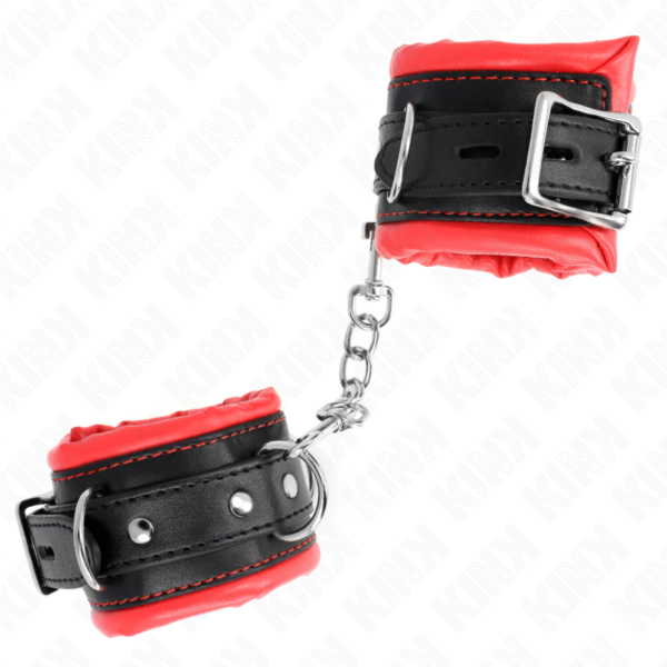 Kink - Muñequeras Estilo Heavy Forro Rojo Ajustable 20-30 Cm X 6 Cm - Imagen 2