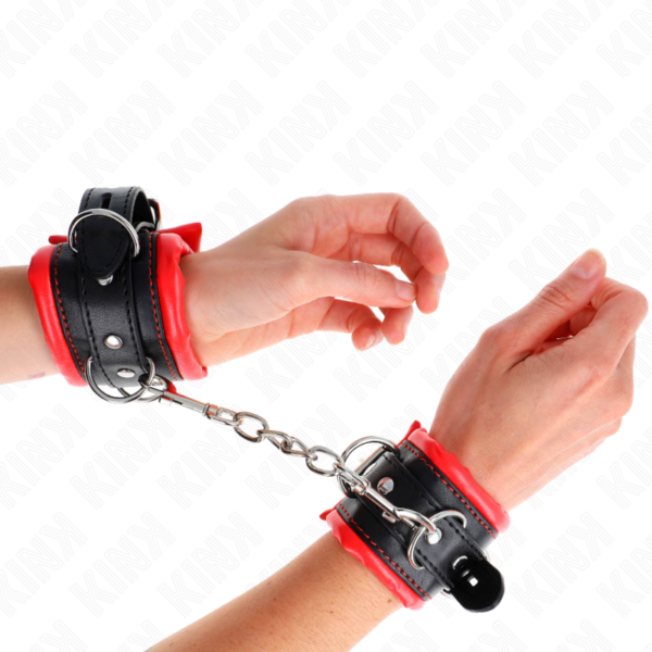 Kink - Muñequeras Estilo Heavy Forro Rojo Ajustable 20-30 Cm X 6 Cm - Imagen 4
