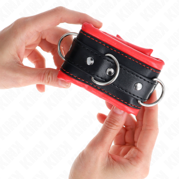 Kink - Muñequeras Estilo Heavy Forro Rojo Ajustable 20-30 Cm X 6 Cm - Imagen 3