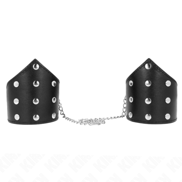 Kink - Muñequeras Estilo Puntiagudo Negro Con Cadena Ajustable 17-23 Cm X 8.5 Cm