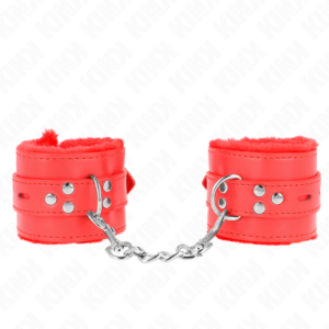Kink - MuÑequeras Forradas Con Agujeros Cuadrados Rojo Y Correa Rojo Ajustable 17-29 Cm X 6 Cm