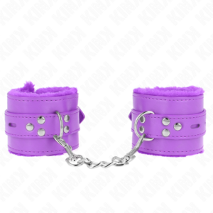 Kink - MuÑequeras Forradas Con Agujeros Cuadrados Violeta Y Correa Violeta Ajustable 17-29 Cm X 6 Cm