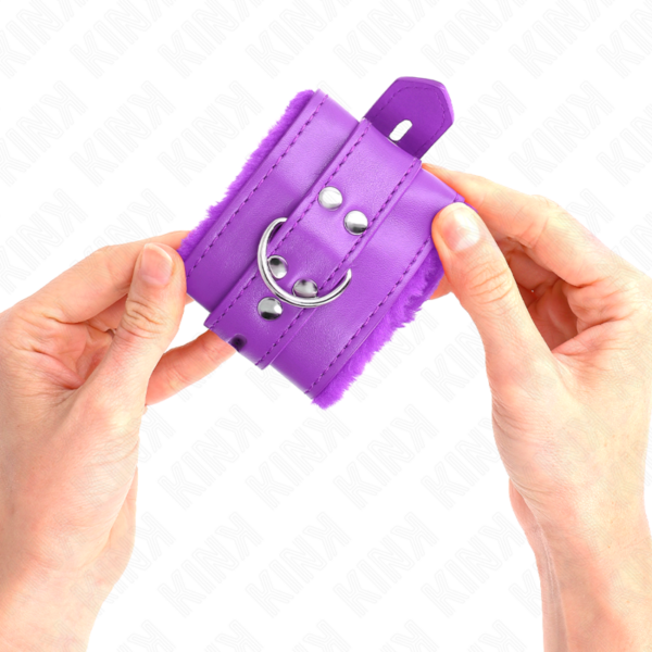 Kink - Muñequeras Forradas Con Agujeros Cuadrados Violeta Y Correa Violeta Ajustable 17-29 Cm X 6 Cm - Imagen 3