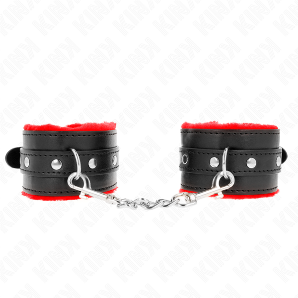 Kink - Muñequeras Forradas Premium Rojo Con Correa Negro Ajustable 17-29 Cm X 6 Cm