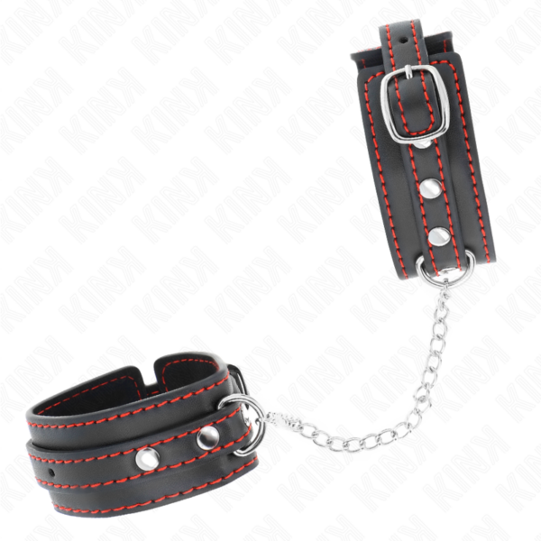 Kink - Muñequeras Pequeña Negro Con Detalles En Rojo Ajustable 14-24 Cm X 3.5 Cm - Imagen 2