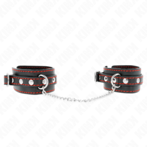 Kink - MuÑequeras PequeÑa Negro Con Detalles En Rojo Ajustable 14-24 Cm X 3.5 Cm