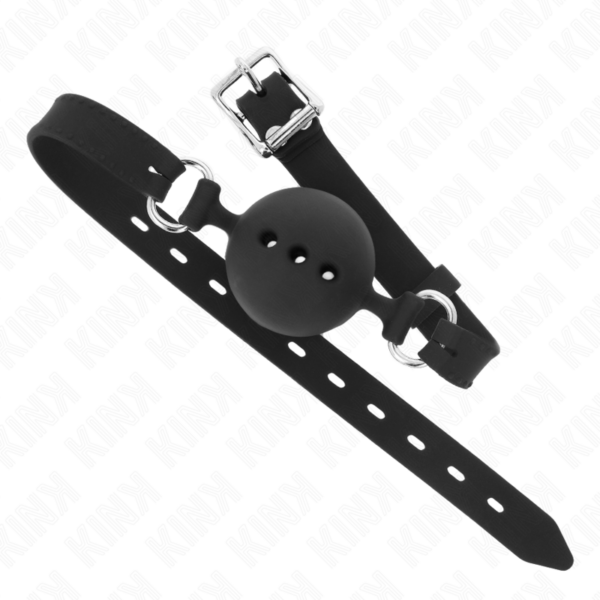 Kink - Mordaza 55 X 2 Cm De Bola 4.5 Cm De Silicona Completa Talla M Negro Ajustable 35-51 Cm - Imagen 3