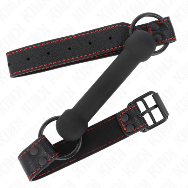 Kink - Mordaza Forma De Hueso Con Correa Polipiel Negro Ajustable 41-57 Cm - Imagen 2