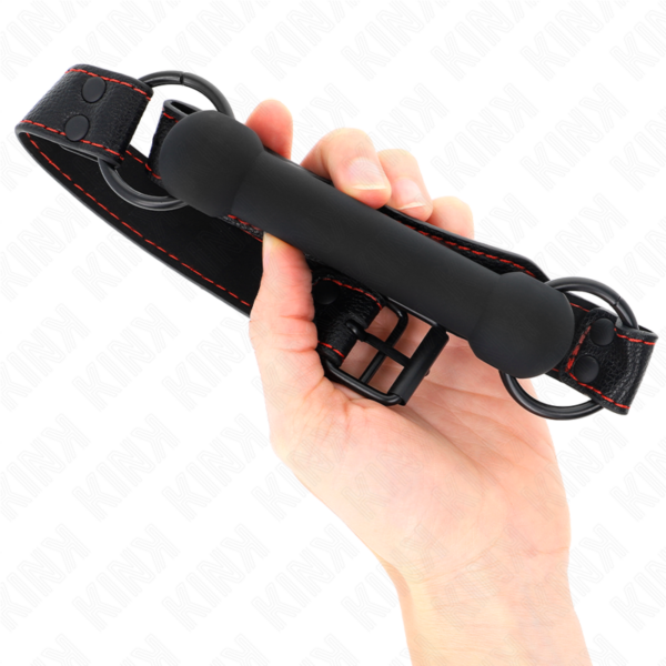 Kink - Mordaza Forma De Hueso Con Correa Polipiel Negro Ajustable 41-57 Cm - Imagen 4