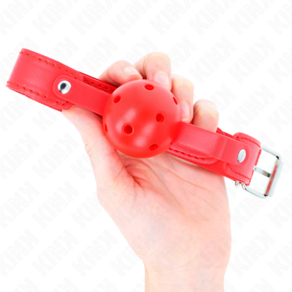 Kink - Mordaza De Bola 4.5 Cm Transpirable Rojo 65 X 2.5 Cm - Imagen 3