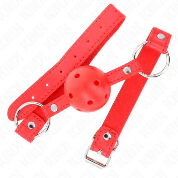 Kink - Mordaza De Bola 4 Cm Transpirable Con Doble Remache Modelo 1 Rojo 62 X 2.5 Cm Ajustable 42-58 Cm - Imagen 2