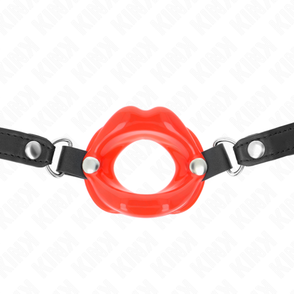 Kink - Mordaza Labial 8 Cm Con Correa De Polipiel Rojo 63 X 2 Cm Ajustable 39-58 Cm - Imagen 3