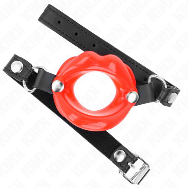 Kink - Mordaza Labial 8 Cm Con Correa De Polipiel Rojo 63 X 2 Cm Ajustable 39-58 Cm - Imagen 2