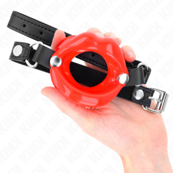 Kink - Mordaza Labial 8 Cm Con Correa De Polipiel Rojo 63 X 2 Cm Ajustable 39-58 Cm - Imagen 4