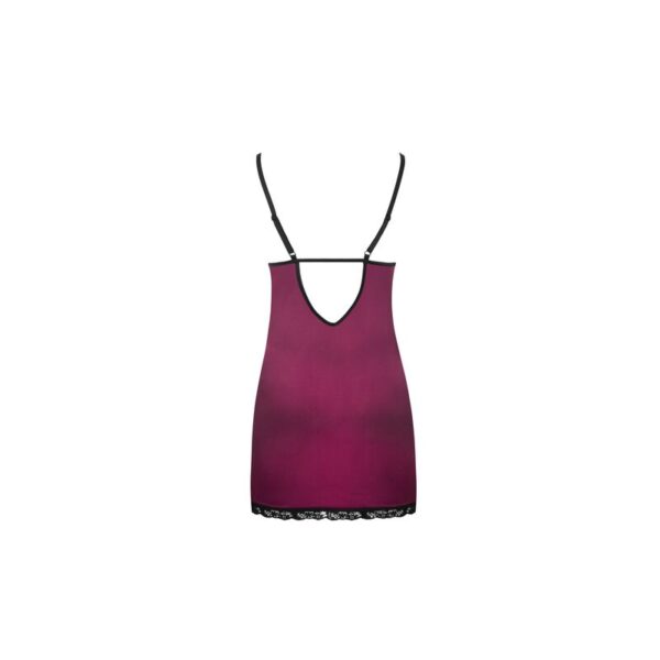 Livco Corsetti Fashion - Phemiena Cf 90433 Camisa + Tanga Burdeos S/M - Imagen 6