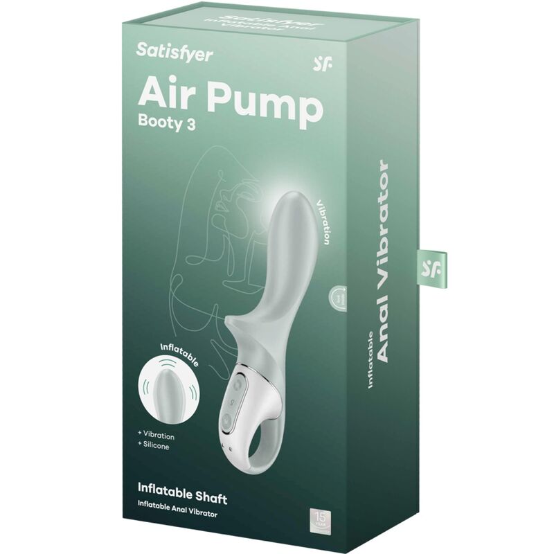 Satisfyer - Air Pump Booty 3 Vibrador Anal Inflable Verde Gris 6 Satisfyer - Air Pump Booty 3 Vibrador Anal Inflable Verde Gris - Imagen 6