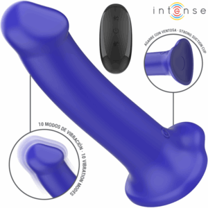 Intense - Victoria Vibrador Con Ventosa 10 Vibraciones Azul Oscuro Control Remoto