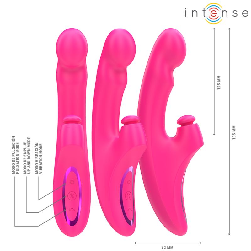 Intense - Emi Vibrador 13,5 Cm Multifunción 3 En 1 10 Vibraciones Rosa 2 5 Cm Multifunción 3 En 1 10 Vibraciones Rosa