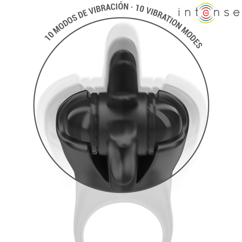 Intense - Mabel Anillo Vibrador 10 Vibraciones Con Estimulador De Clítoris Negro 2 Intense - Mabel Anillo Vibrador 10 Vibraciones Con Estimulador De Clítoris Negro - Imagen 2