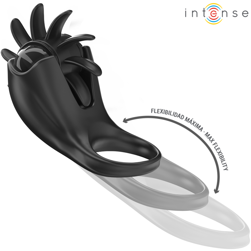 Intense - Mabel Anillo Vibrador 10 Vibraciones Con Estimulador De Clítoris Negro 4 Intense - Mabel Anillo Vibrador 10 Vibraciones Con Estimulador De Clítoris Negro - Imagen 4
