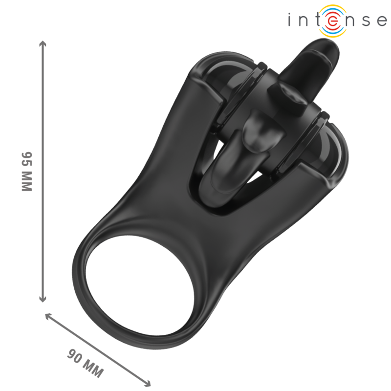 Intense - Mabel Anillo Vibrador 10 Vibraciones Con Estimulador De Clítoris Negro 5 Intense - Mabel Anillo Vibrador 10 Vibraciones Con Estimulador De Clítoris Negro - Imagen 5