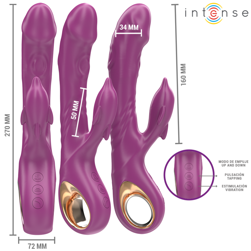 Intense - Halle Vibrador Multifunción Con Lengua Estimuladora En Forma De Delfín Morado 2 Intense - Halle Vibrador Multifunción Con Lengua Estimuladora En Forma De Delfín Morado - Imagen 2