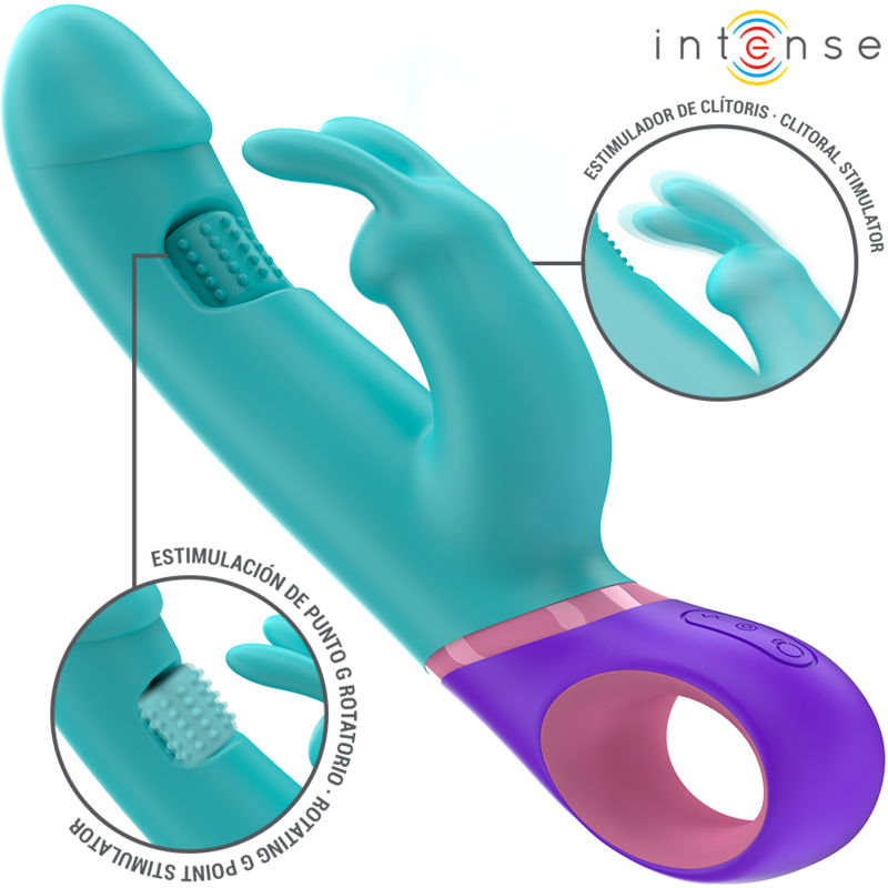 Intense - Mónica Vibrador Rabbit Con Estimulador Rotatorio Del Punto G Azul 1 Intense - Mónica Vibrador Rabbit Con Estimulador Rotatorio Del Punto G Azul