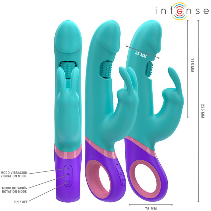 Intense - Mónica Vibrador Rabbit Con Estimulador Rotatorio Del Punto G Azul 2 Intense - Mónica Vibrador Rabbit Con Estimulador Rotatorio Del Punto G Azul - Imagen 2