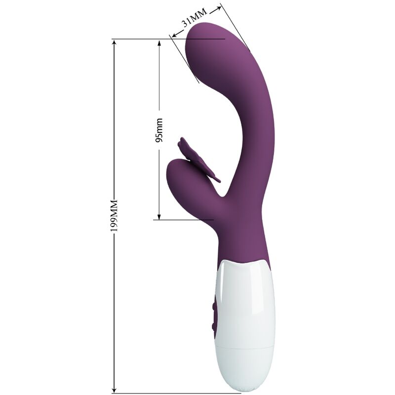 Pretty Love - Butterfly Kiss Vibrador Rabbit &Amp; Estimulador Punto G Morado 3 Pretty Love - Butterfly Kiss Vibrador Rabbit &Amp; Estimulador Punto G Morado - Imagen 3
