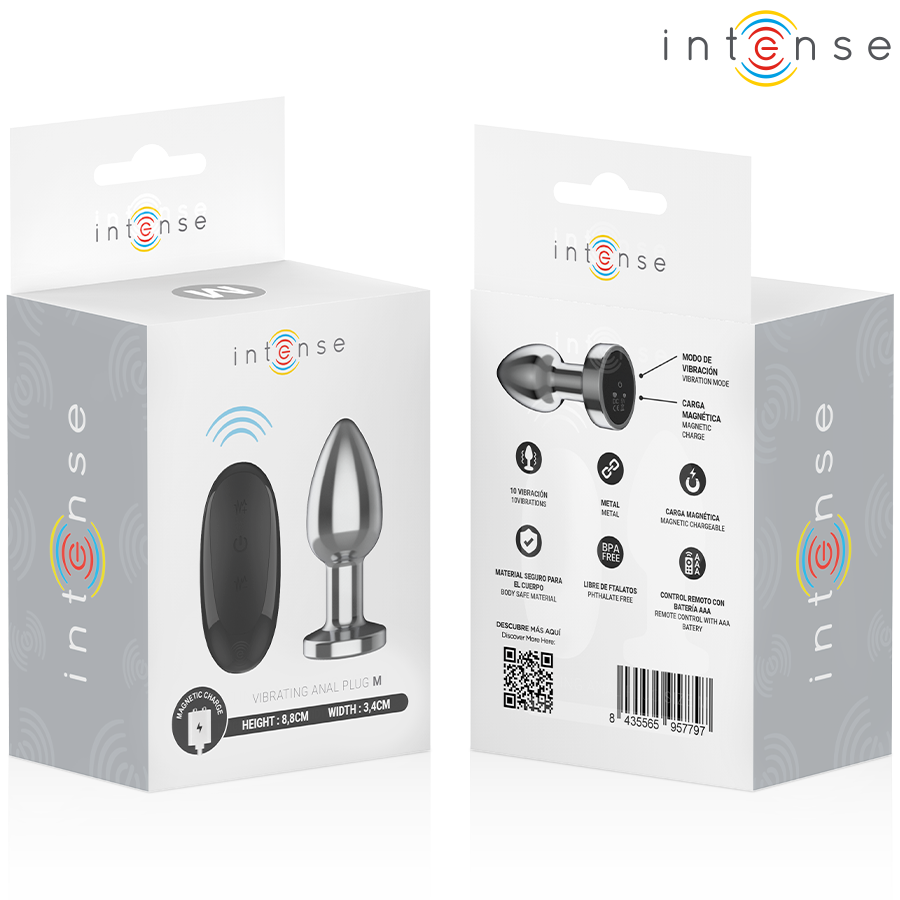 Intense - Plug Anal 10 Vibraciones Metal Con Control Remoto M 8 Intense - Plug Anal 10 Vibraciones Metal Con Control Remoto M - Imagen 8