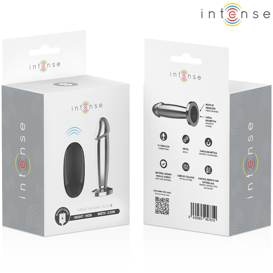 Intense - Plug Anal 10 Vibraciones Metal En Forma De Dildo Con Control Remoto S 8 Intense - Plug Anal 10 Vibraciones Metal En Forma De Dildo Con Control Remoto S - Imagen 8