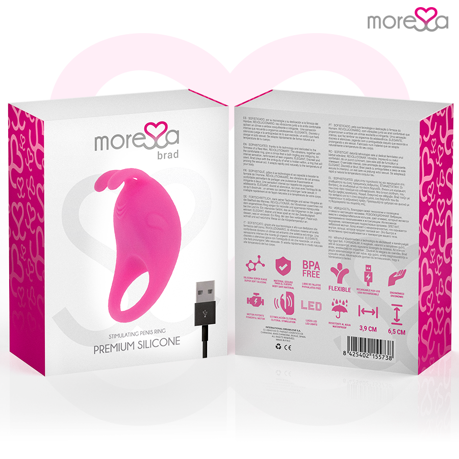 Moressa - Brad Premium Silicone Recargable Rosa 7 Moressa - Brad Premium Silicone Recargable Rosa - Imagen 7