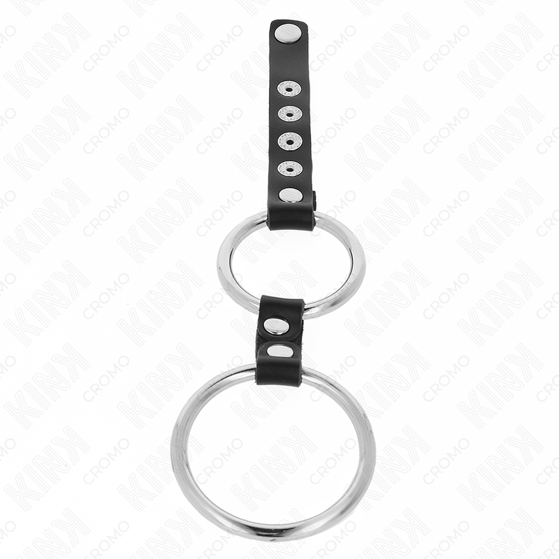 Kink - Anillo Pene Metal Doble 3.8 Cm A 5 Cm Conectados Con Cuero 3 Kink - Anillo Pene Metal Doble 3.8 Cm A 5 Cm Conectados Con Cuero - Imagen 3