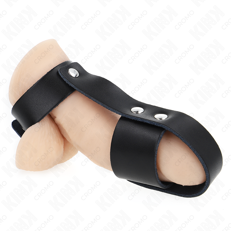 Kink - Anillo Jaula Pene Cuero Con Divisor De Bolas Ajustable 1 Kink - Anillo Jaula Pene Cuero Con Divisor De Bolas Ajustable
