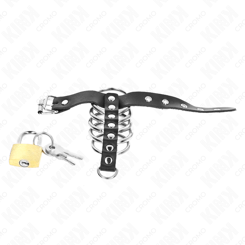 Kink - Anillo Pene Cuero Correa Con Cerradura 21 X 2 Cm Y 5 Anillos Metal De 3 Cm A 4 Cm 5 Kink - Anillo Pene Cuero Correa Con Cerradura 21 X 2 Cm Y 5 Anillos Metal De 3 Cm A 4 Cm - Imagen 5
