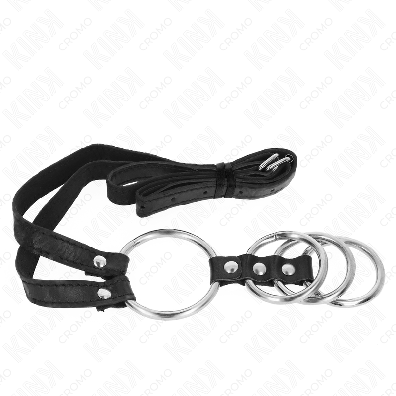 Kink - 4 Anillos Pene Metal Conectados 3.8 Cm A 5 Cm Con Cinturón De Polipiel 112 Cm 4 Kink - 4 Anillos Pene Metal Conectados 3.8 Cm A 5 Cm Con Cinturón De Polipiel 112 Cm - Imagen 4