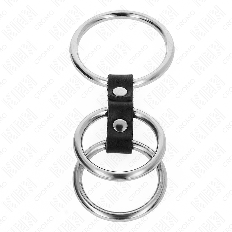 Kink - Anillo Pene Triple Metal 3.7 Cm A 5 Cm Conectados Con Cuero 3 Kink - Anillo Pene Triple Metal 3.7 Cm A 5 Cm Conectados Con Cuero - Imagen 3